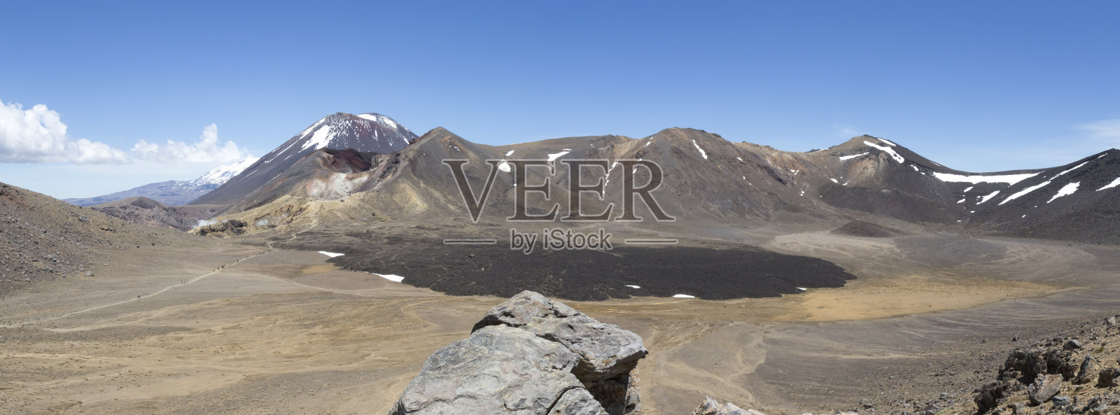 汤加里罗高山交叉熔岩场的高角度全景照片摄影图片