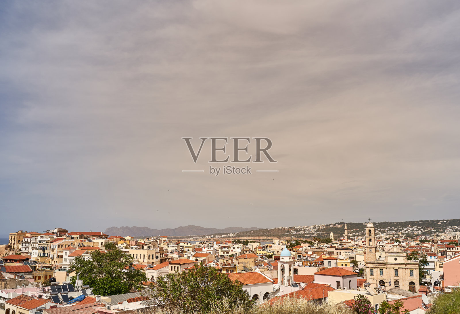 希腊克里特岛查尼亚古城全景图照片摄影图片