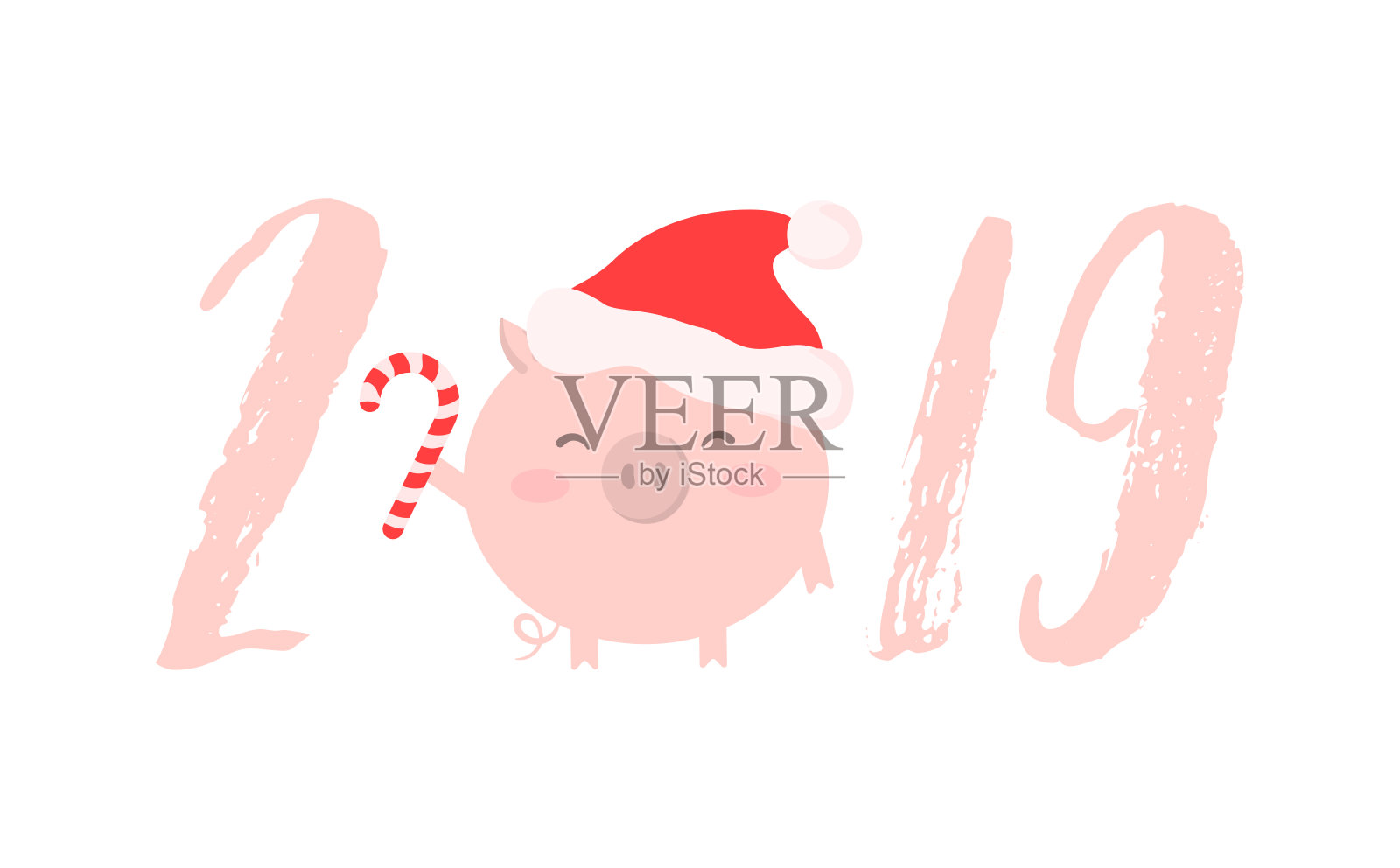 2019年圣诞贺卡,象征猪年插画图片素材