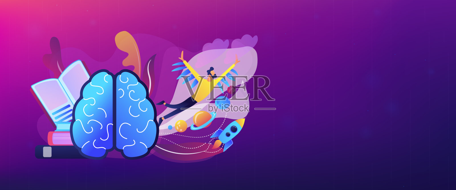 想象,想法和幻想标题横幅。插画图片素材