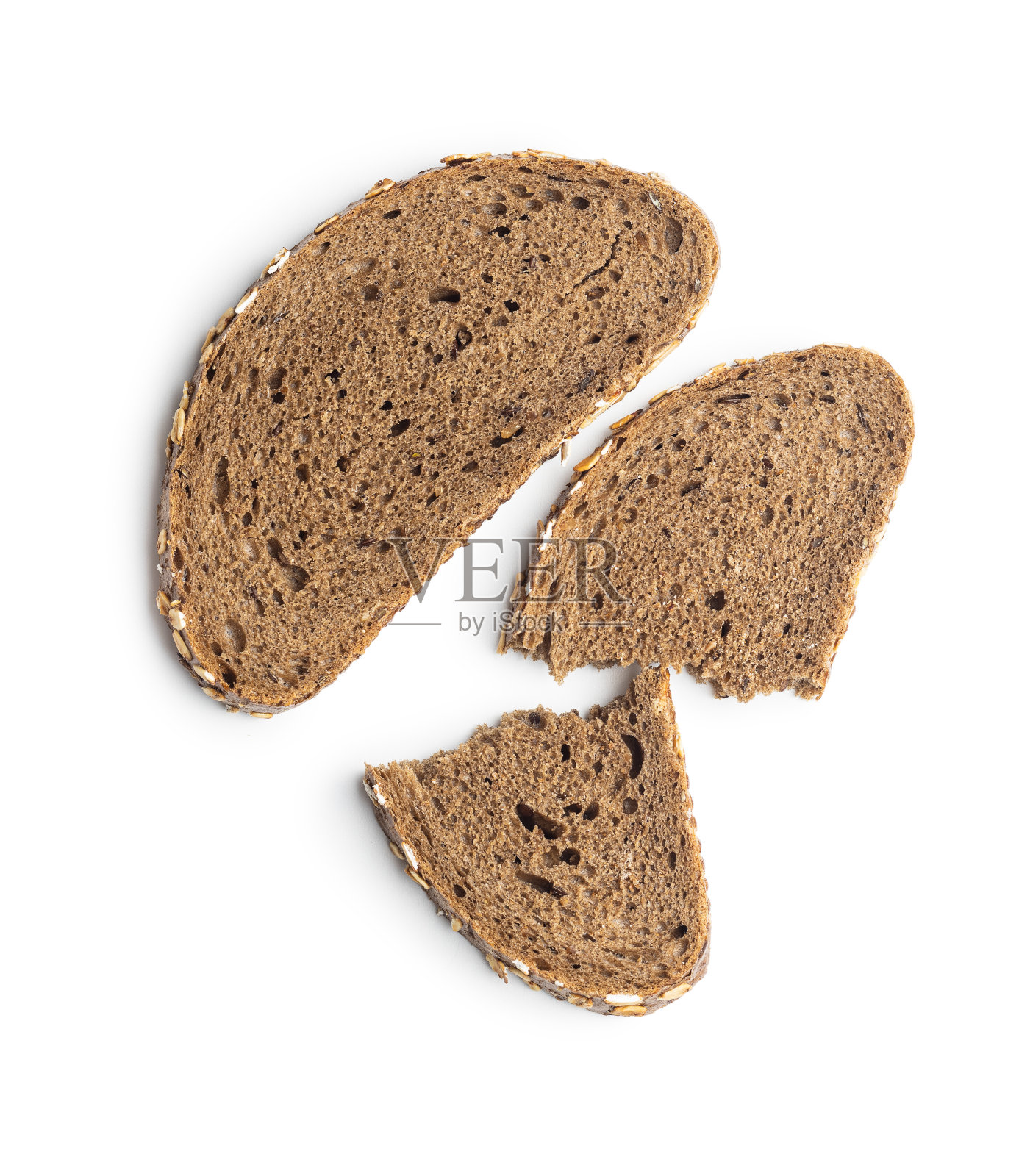 切片全麦面包和燕麦片。全麦面包。照片摄影图片