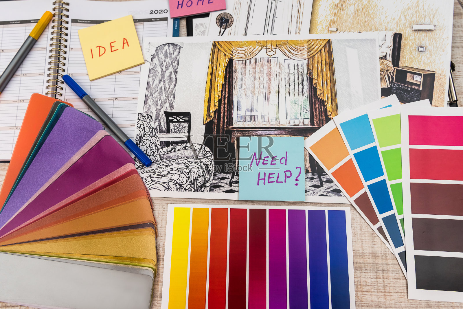 设计师书桌现代公寓规划设计照片摄影图片