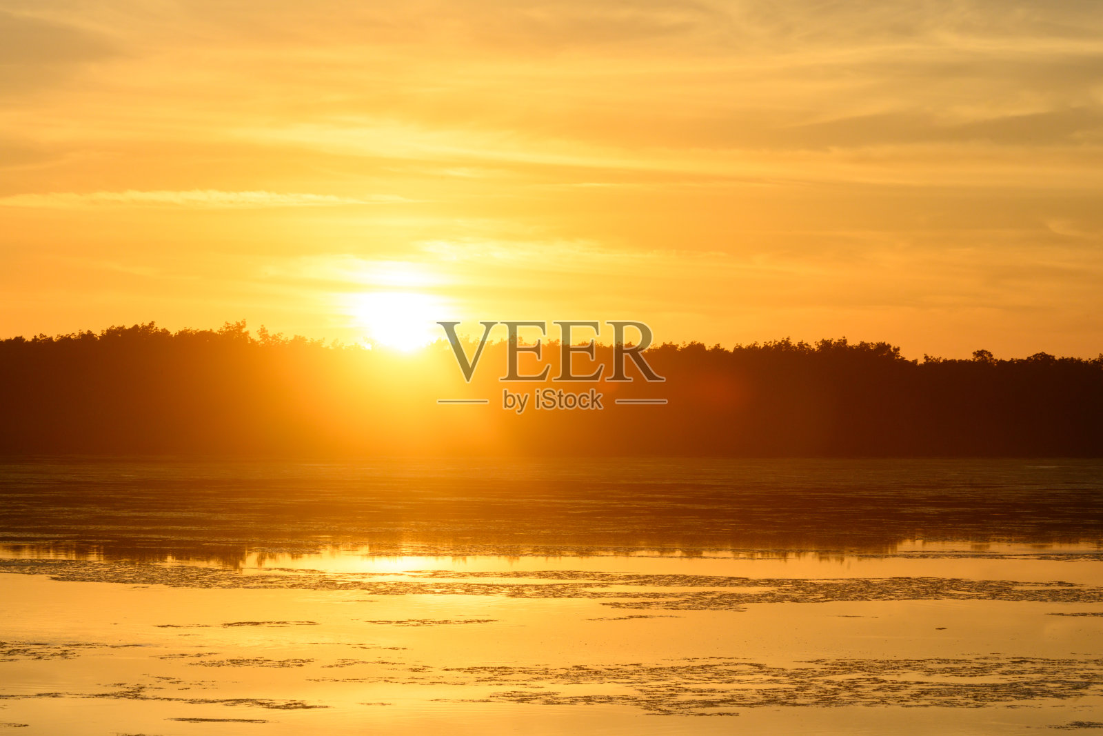 佛罗里达州萨尼贝尔岛的丁达林国家野生动物保护区的日落照片摄影图片