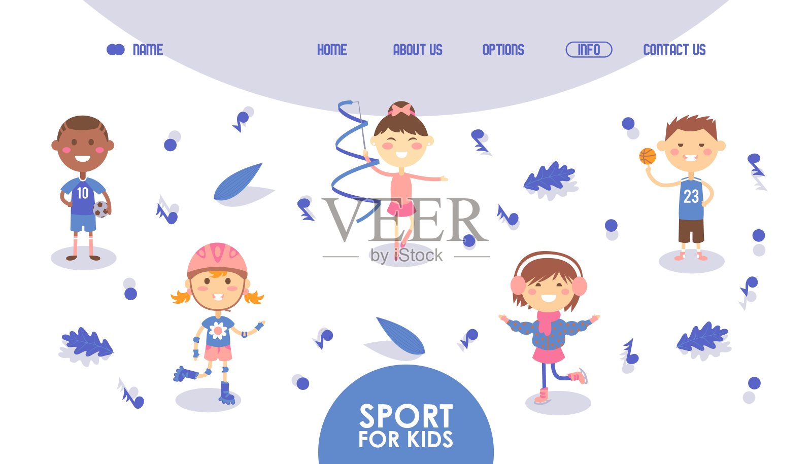 儿童体育,快乐活泼的儿童,爱好栏目网站矢量插图插画图片素材