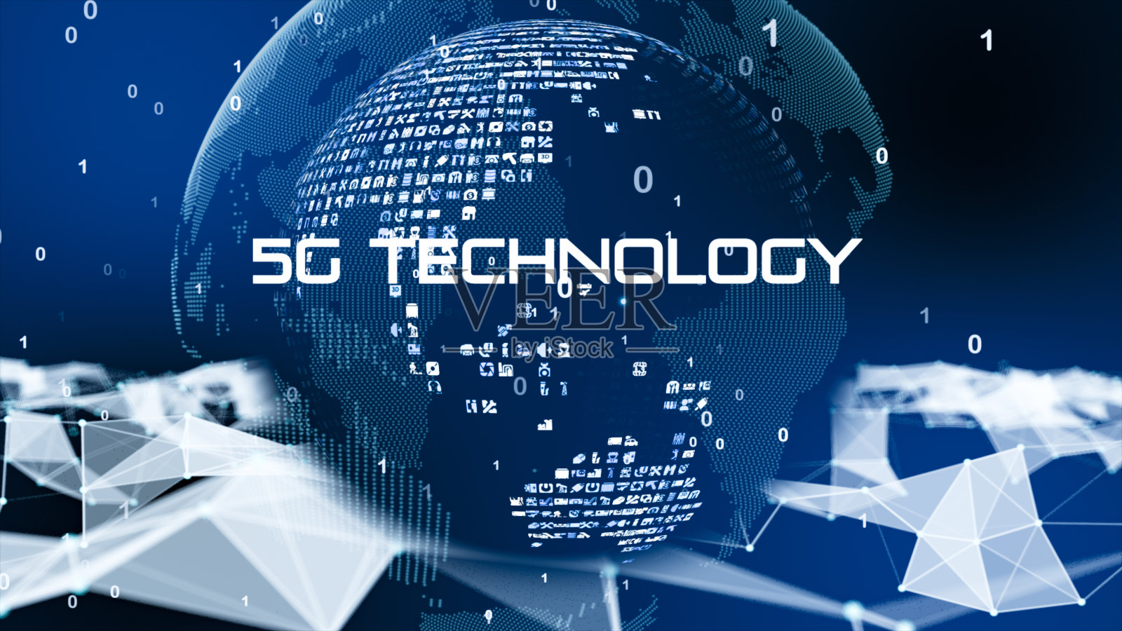 5G和AI技术,全球通信网络概念。照片摄影图片