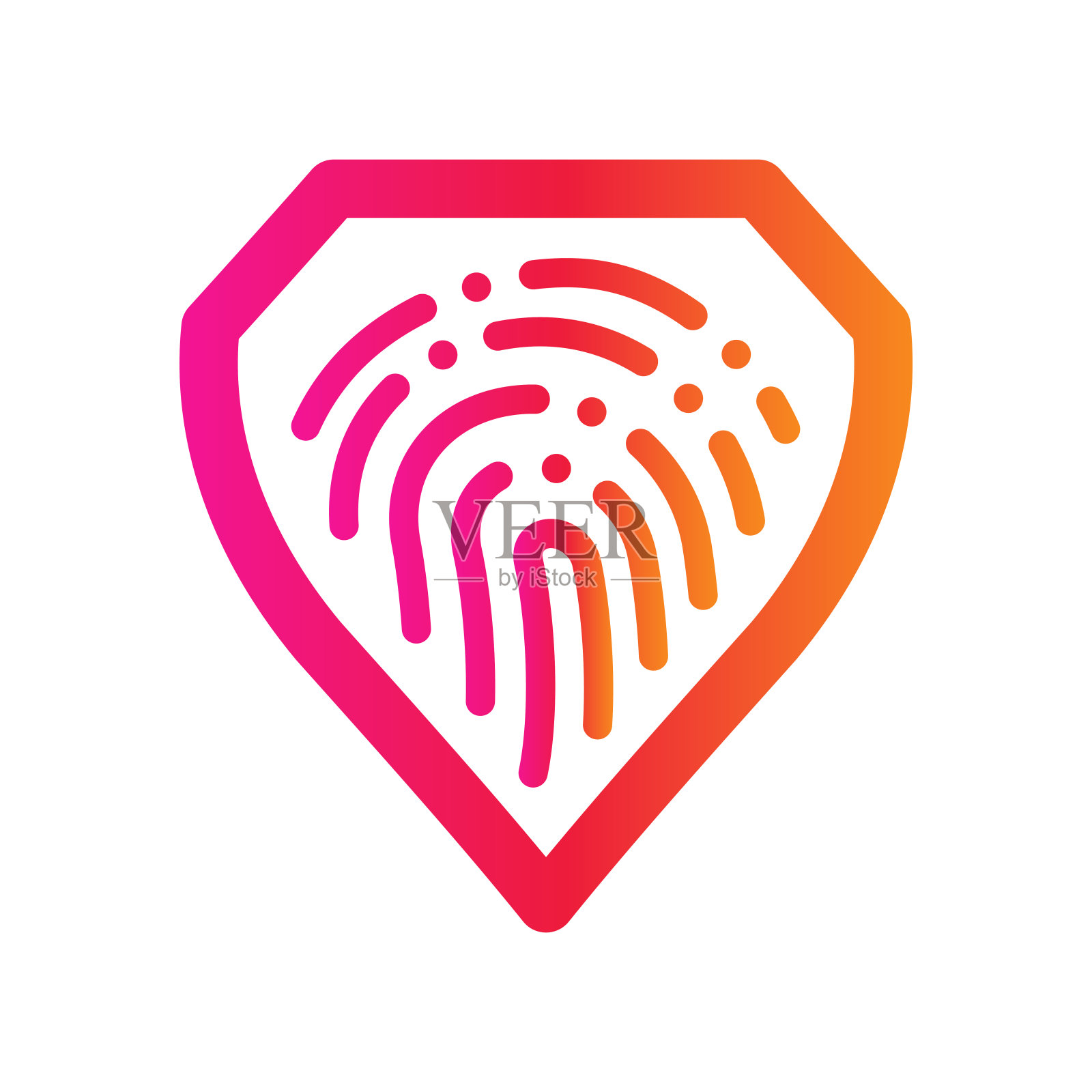 盾牌与指纹图标的颜色渐变样式插画图片素材