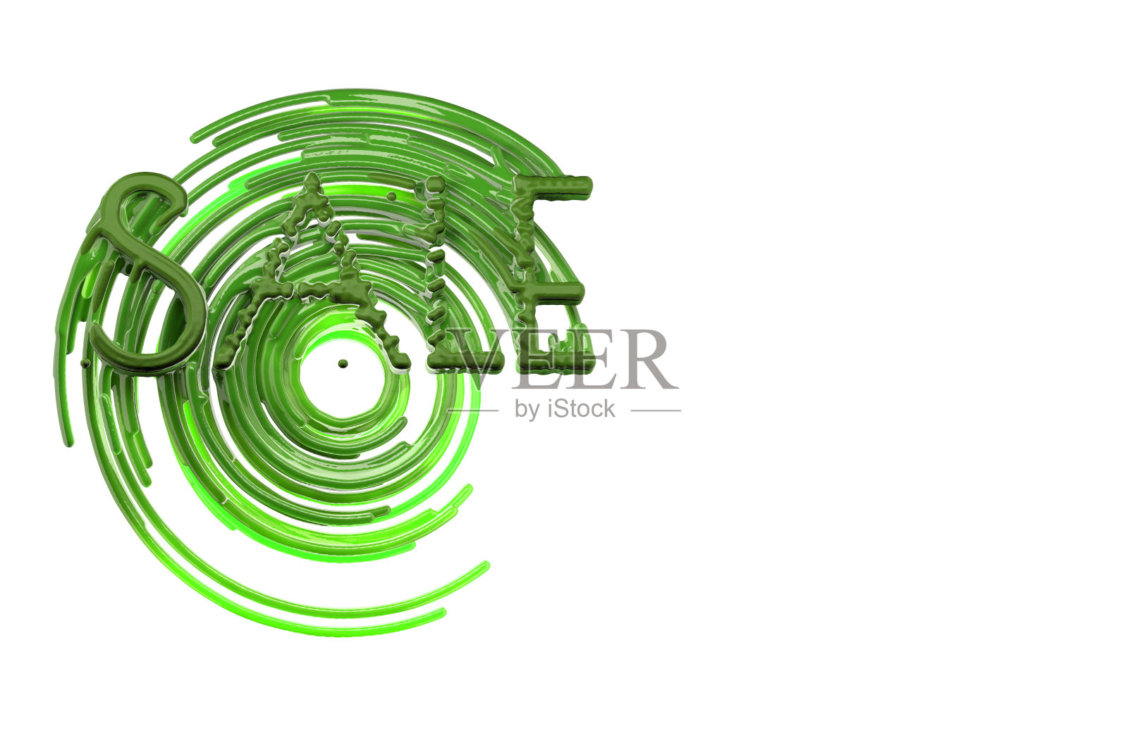 销售字体书法由绿色蜡,商业3d插图孤立在白色背景与copyspace照片摄影图片