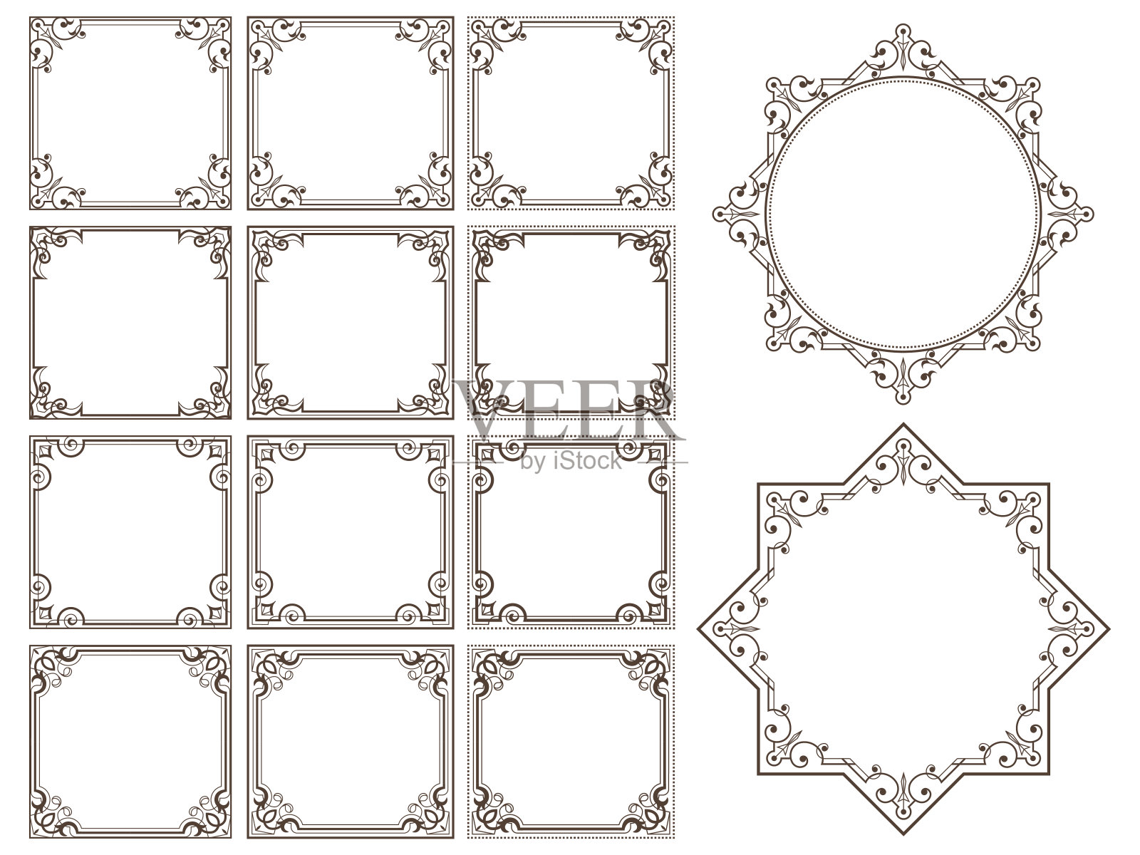 华丽的框架和滚动元素。插画图片素材