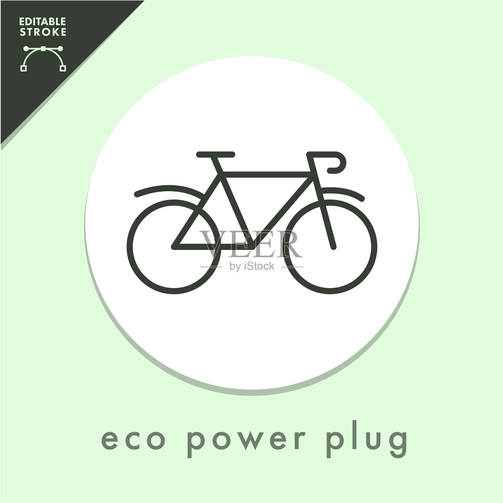 自行车圆形线图标。可编辑的中风插画图片素材