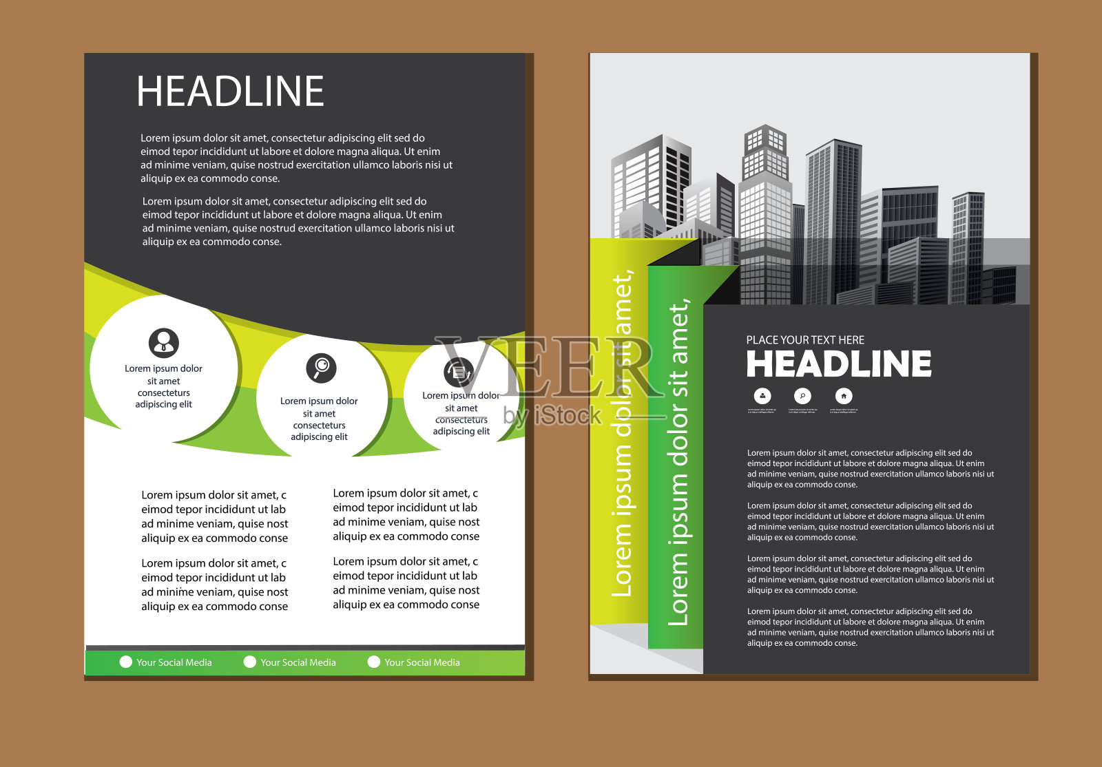 业务抽象向量模板。宣传册设计,涵盖现代布局,年度报告,海报,传单A4彩色三角形,几何形状的科技,科学,市场与灯光背景插画图片素材