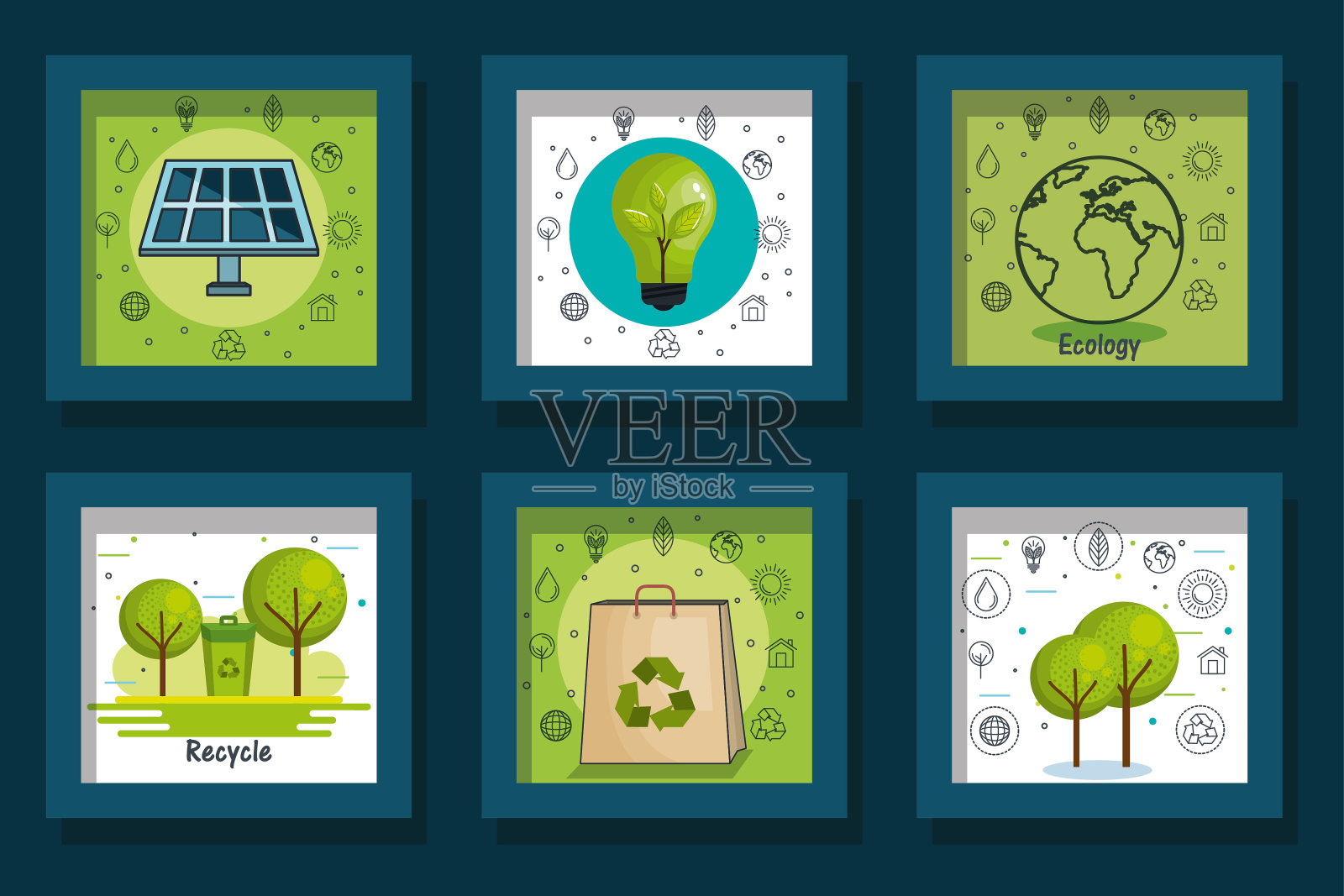 捆绑设计的友好和循环图标插画图片素材