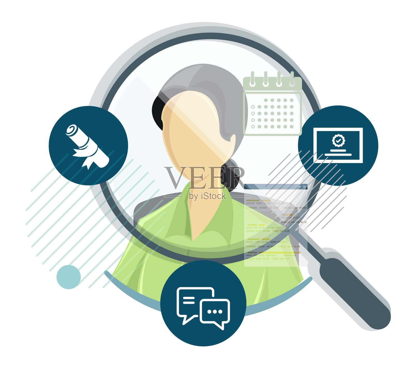 人力资源选择-女性候选人面试插画图片素材