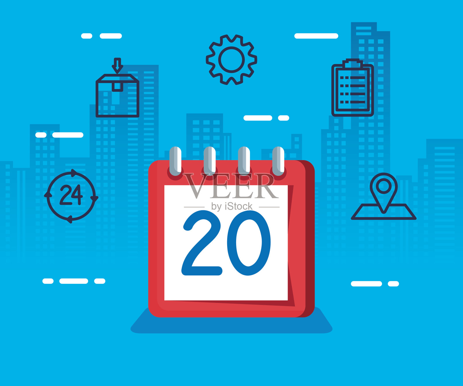 配送物流服务,日历和图标插画图片素材