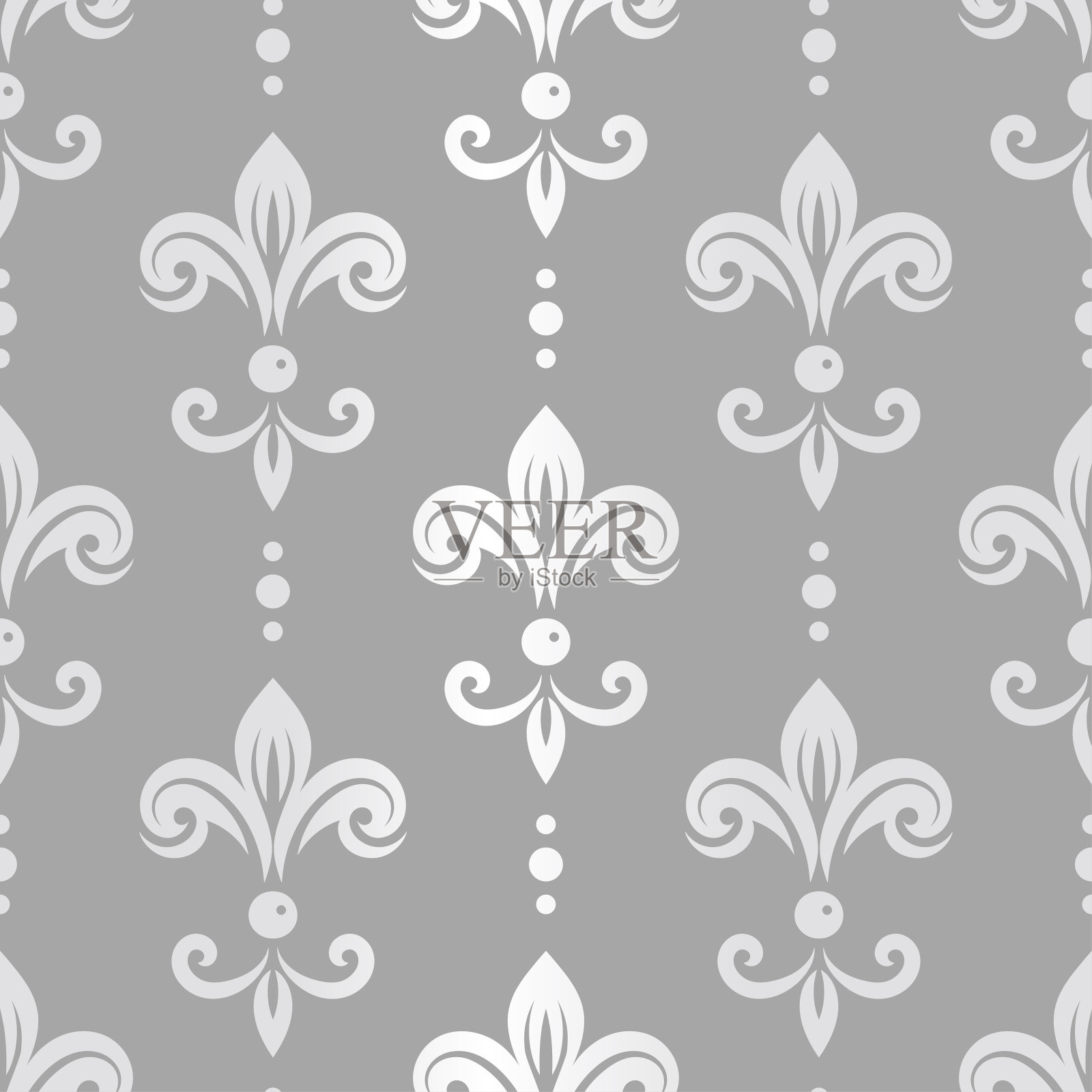 银色和灰色复古矢量无缝图案,壁纸。优雅经典的纹理。豪华装饰。非常适合织物和纺织品,墙纸,或任何理想的想法。插画图片素材