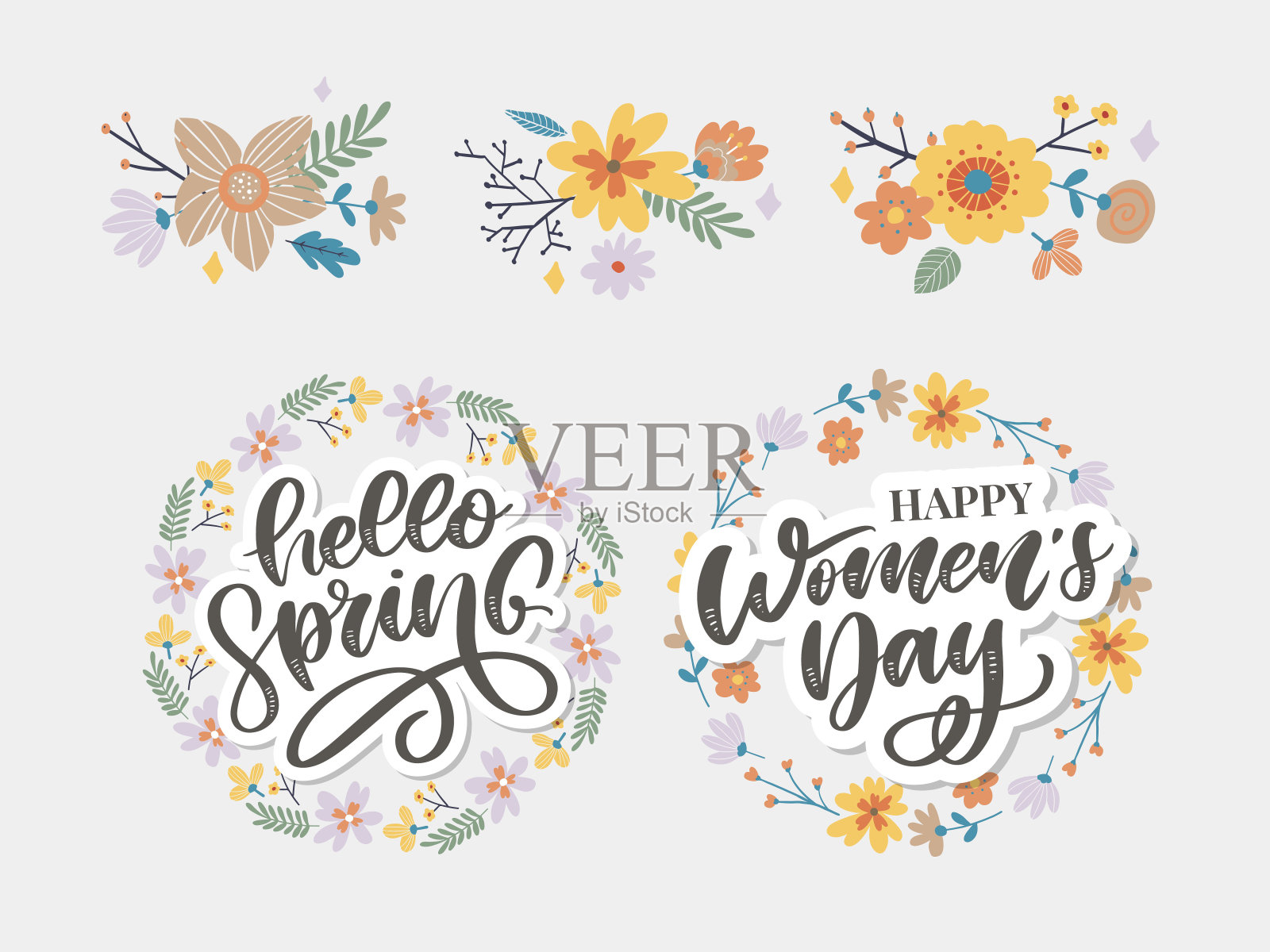 3月8日国际妇女节设计用手写字体插画图片素材