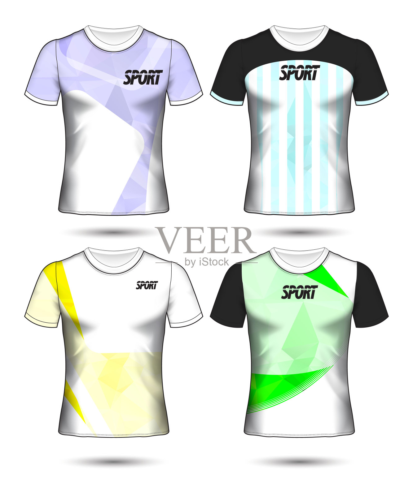 一套足球或足球球衣模板t恤风格,设计你的足球俱乐部矢量插图插画图片素材