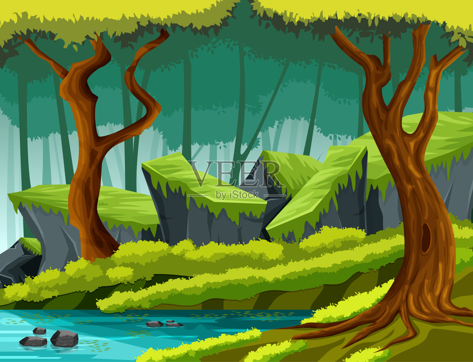 以森林为背景插画图片素材