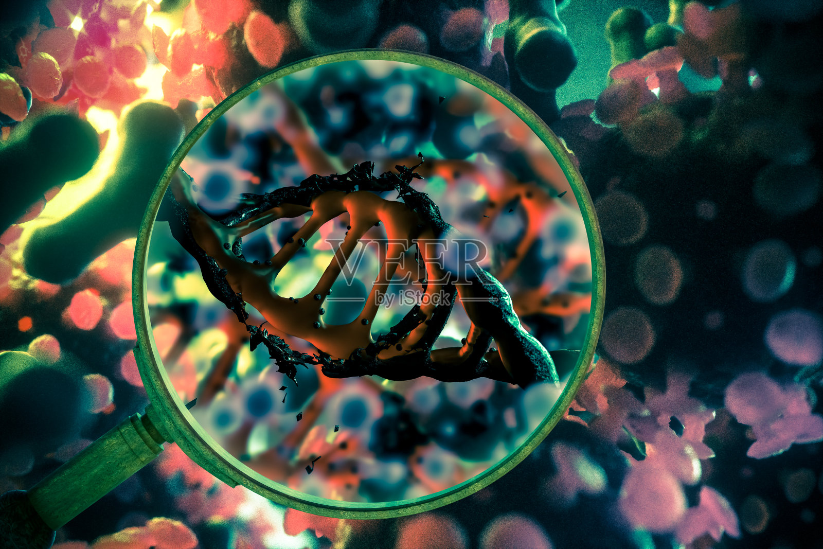 冠状病毒入侵基因DNA照片摄影图片