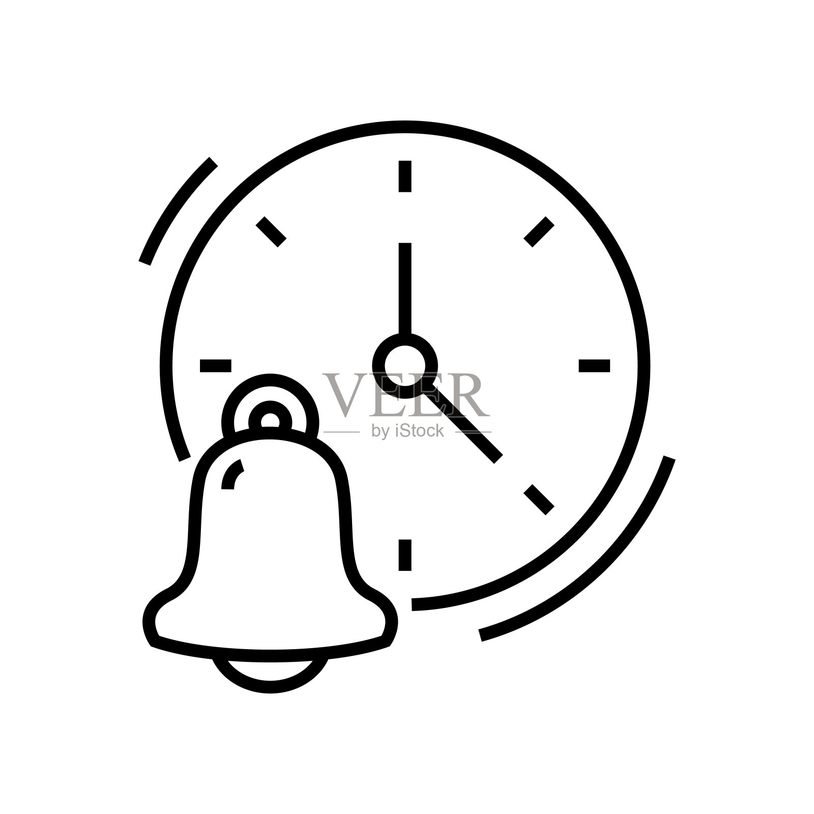 学校钟线图标,概念标志,轮廓矢量插图,线性符号插画图片素材