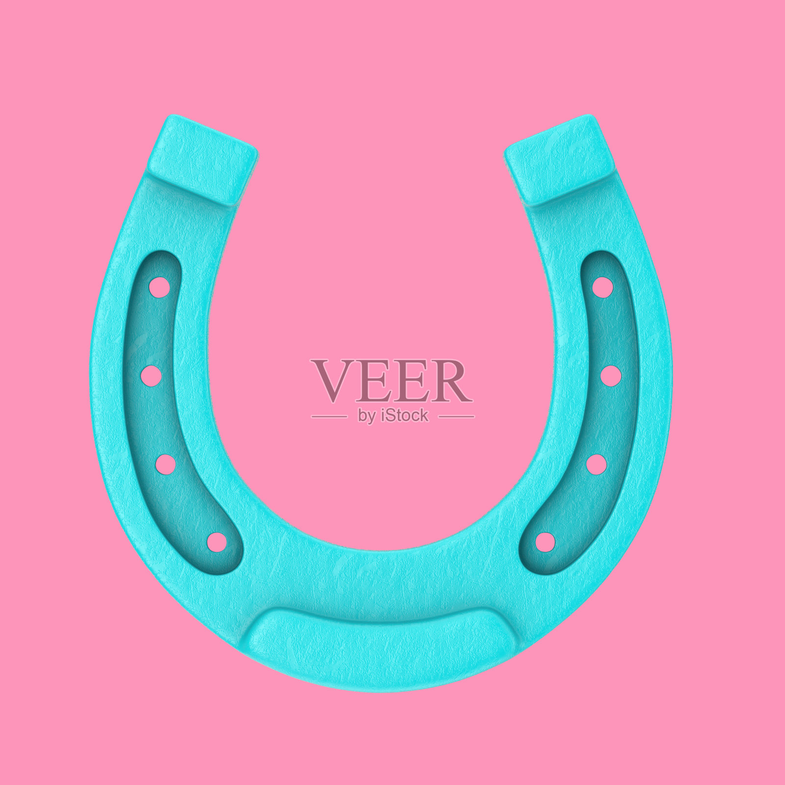 蓝色仿古铁生锈的马蹄铁在双色调风格。3d渲染照片摄影图片