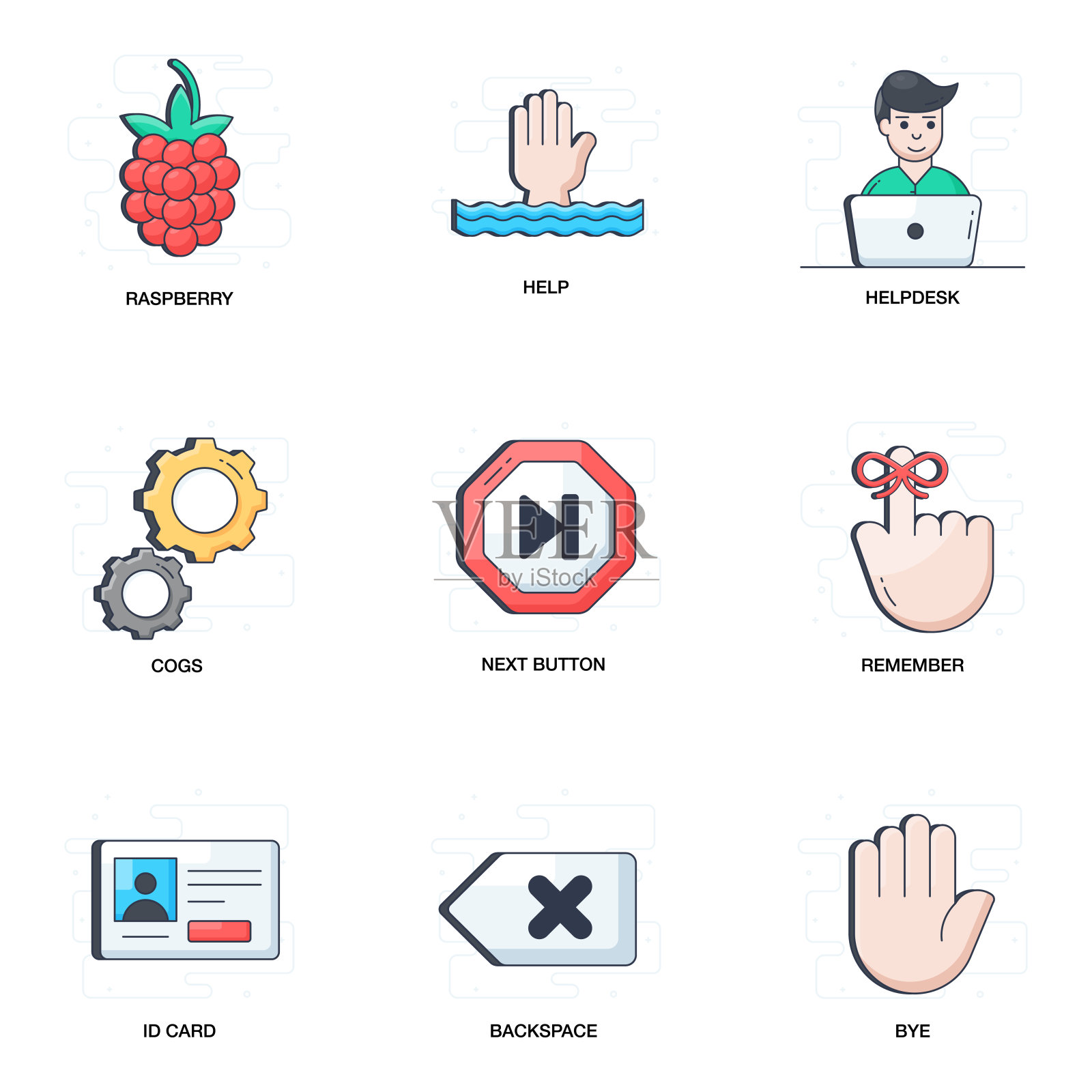 帮助台平面图标包插画图片素材