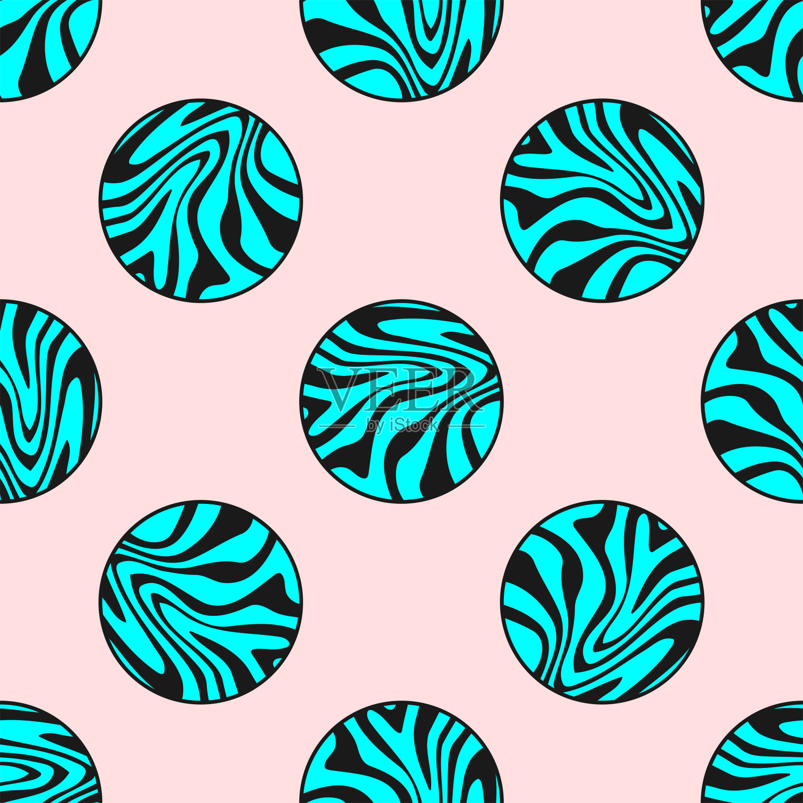 时尚无缝打印与圆形大理石图案。现代向量插图。插画图片素材