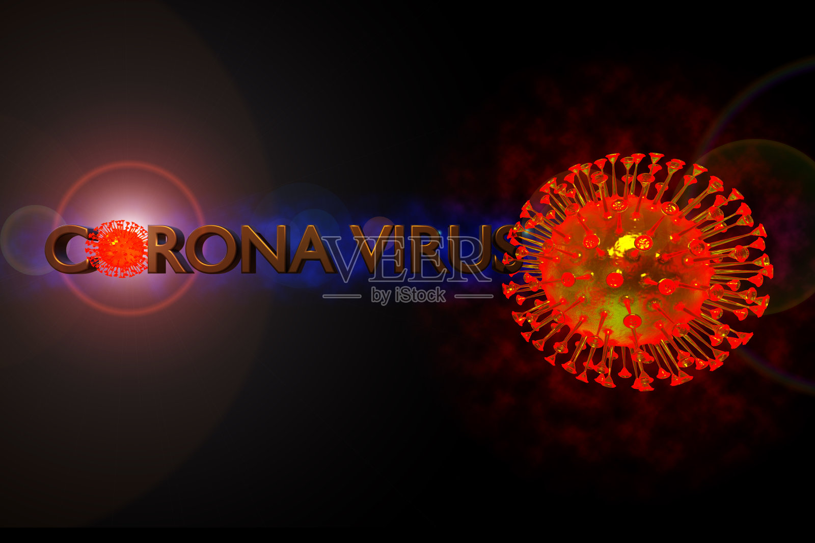 三维渲染插图感染医学健康大流行风险概念。病原体呼吸道流感冠状病毒,COVID-19疾病流感细胞。危险的流感生物科学2019。照片摄影图片