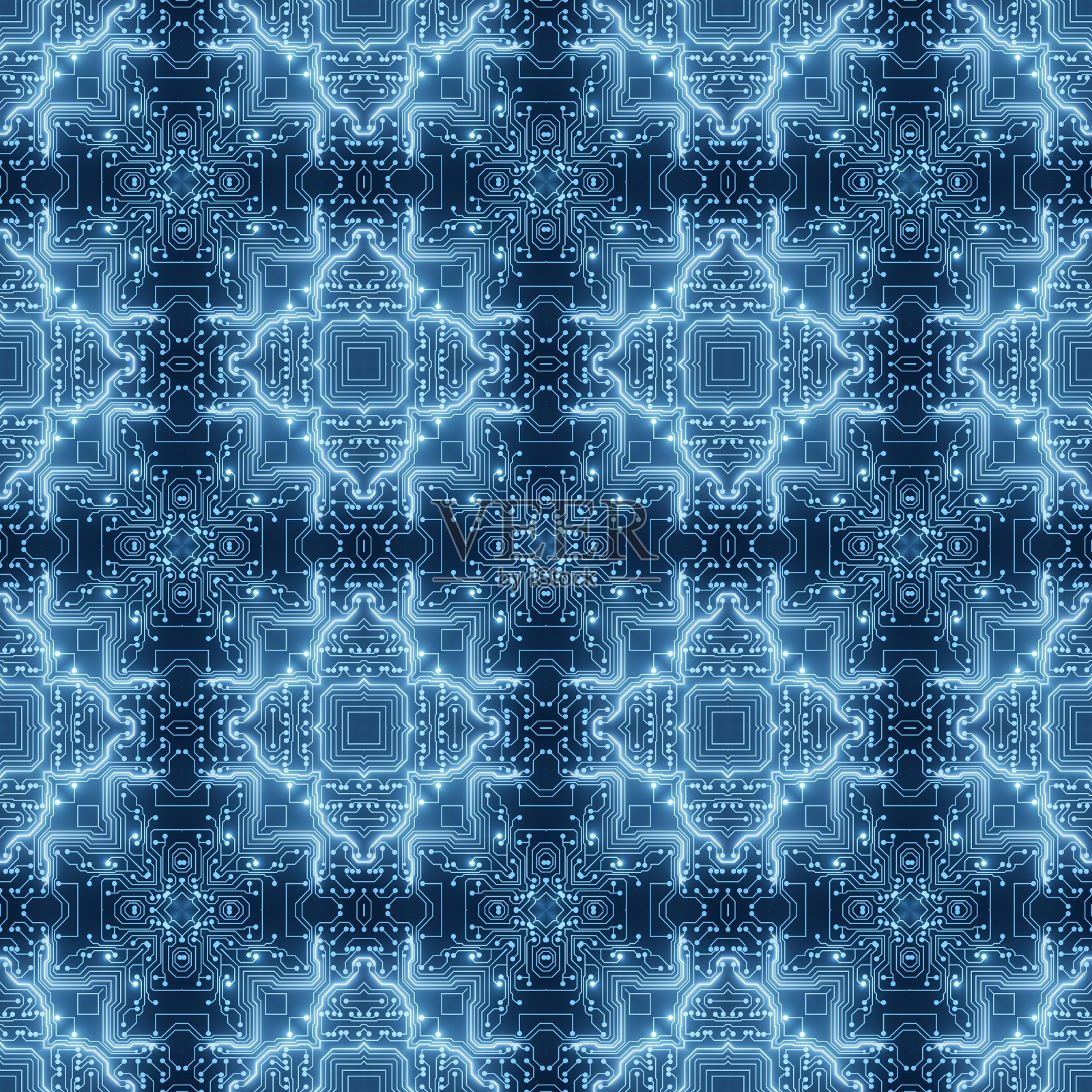 蓝色线路板图案数字无缝背景。抽象未来主义计算机主板插图。信息技术,高科技商业,网络肌理,人工智能插画图片素材
