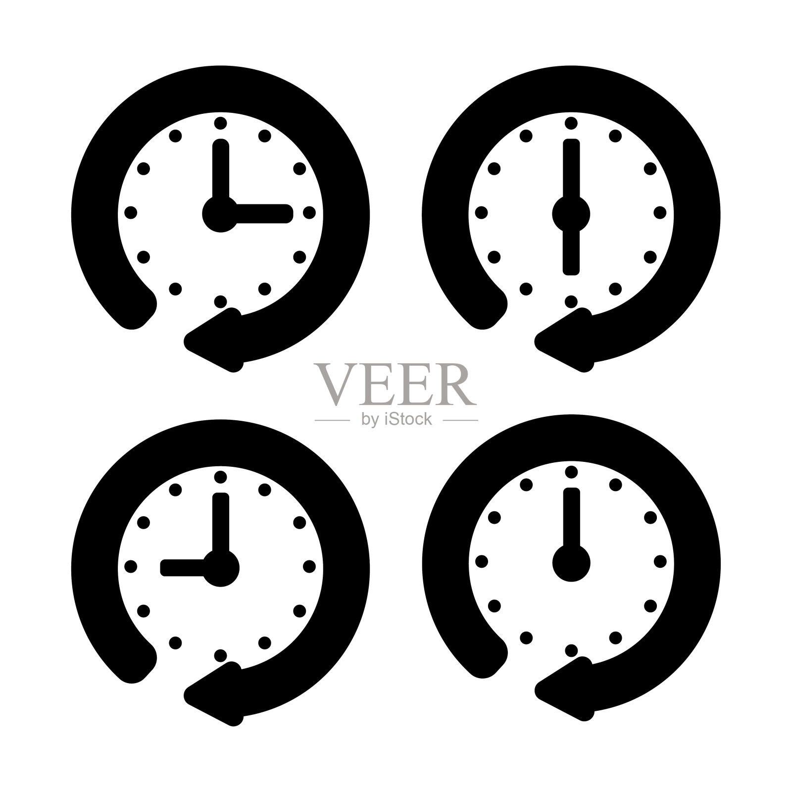 一组图标的小时在一个白色的背景图标素材