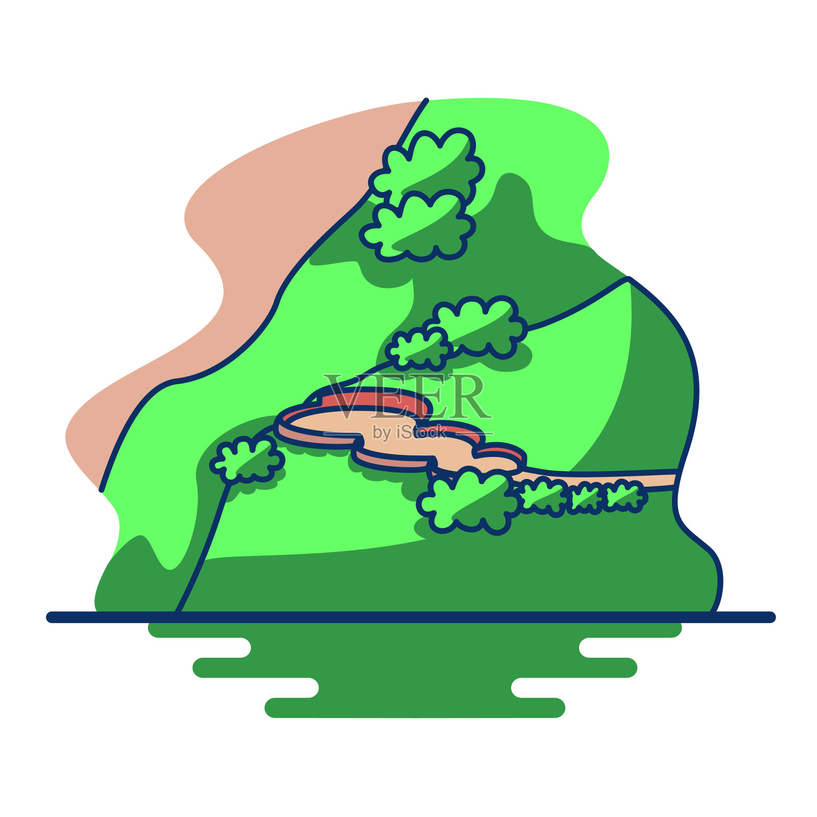 矢量卡通插图的科尔卡峡谷在秘鲁插画图片素材