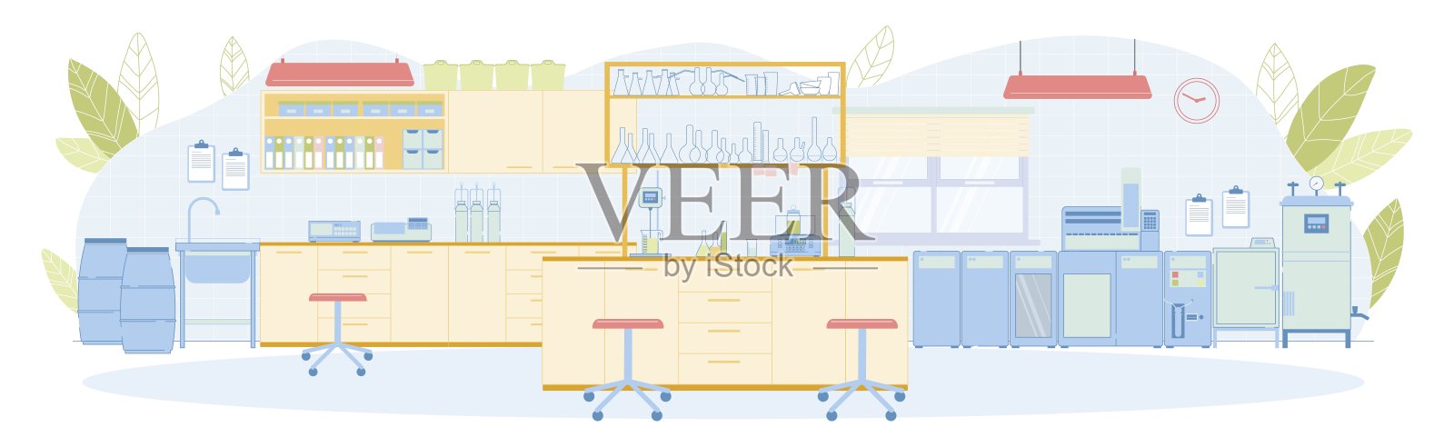 环境分析实验室内部空无一物插画图片素材