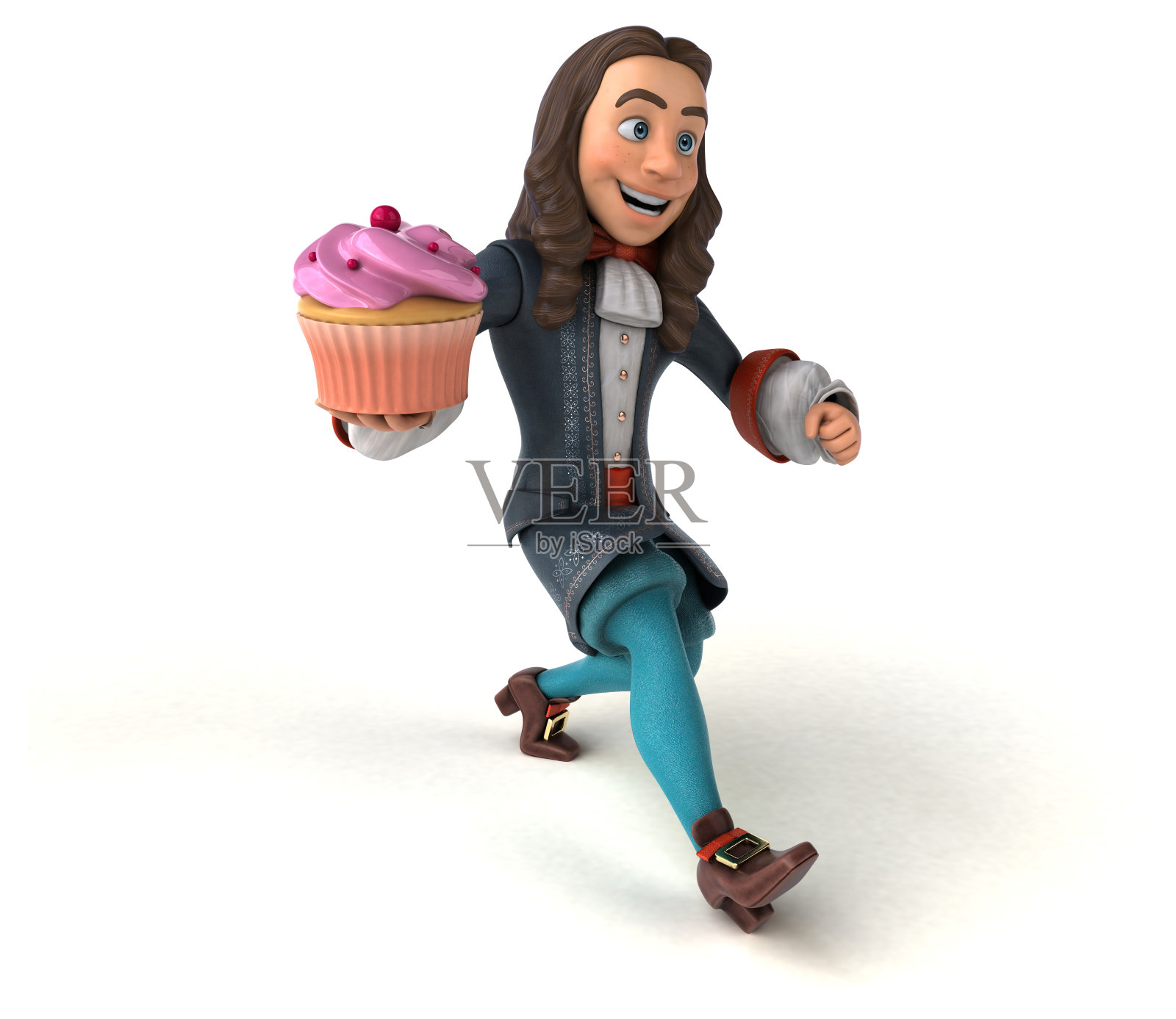 3D插图的卡通人在历史巴洛克服装照片摄影图片