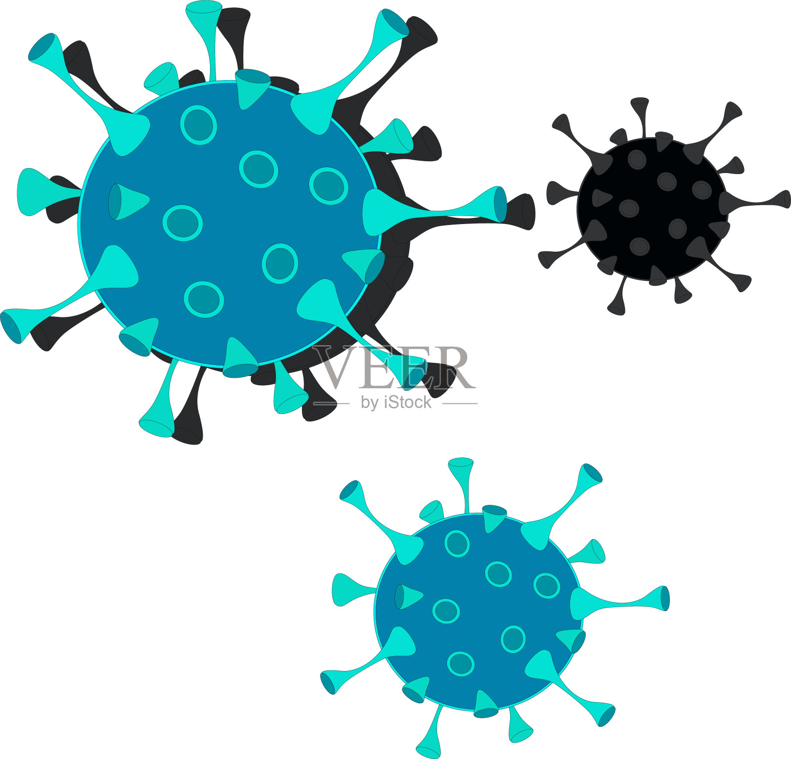 三种冠状病毒在白色背景上被分离插画图片素材