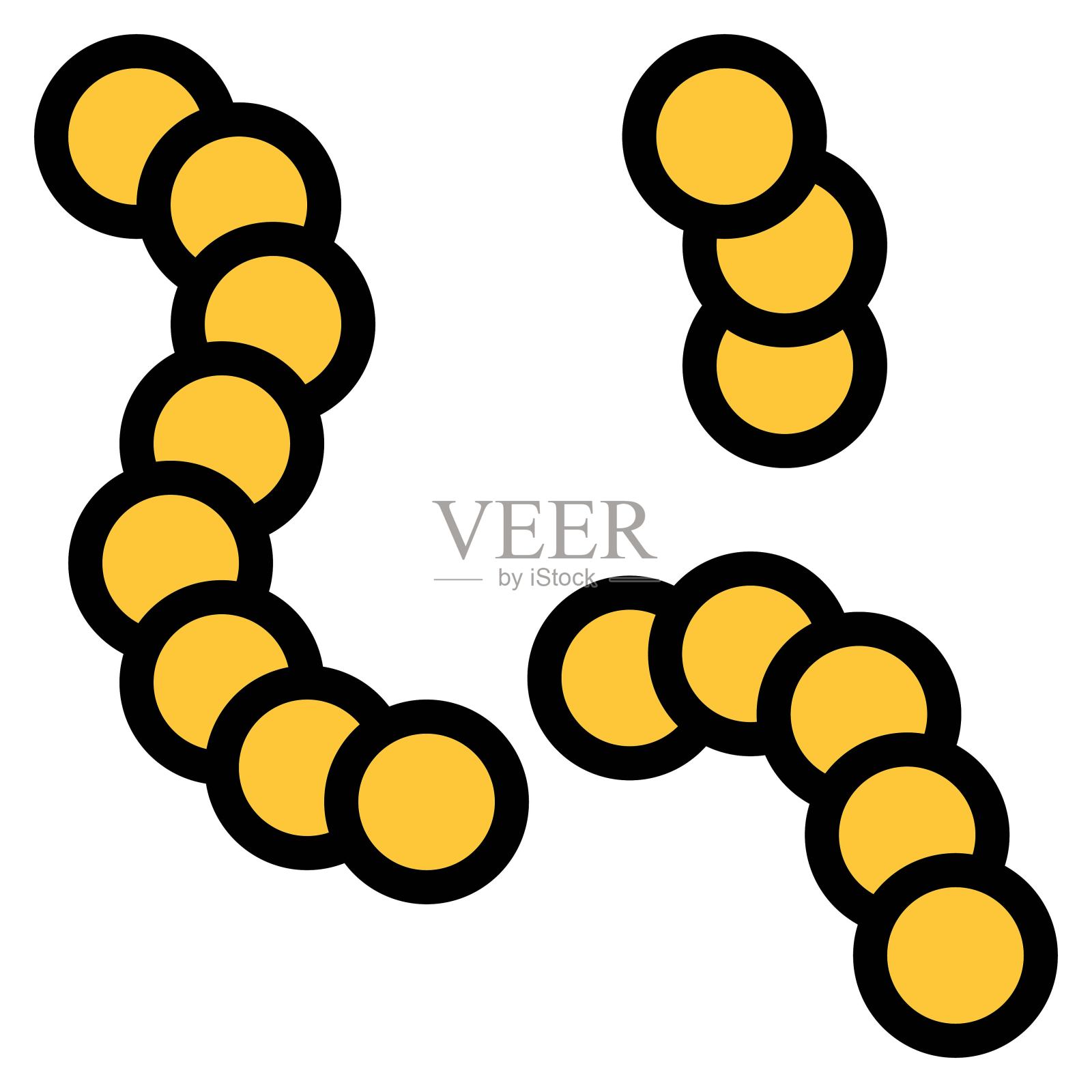 病毒或细菌矢量插图,填充样式图标插画图片素材