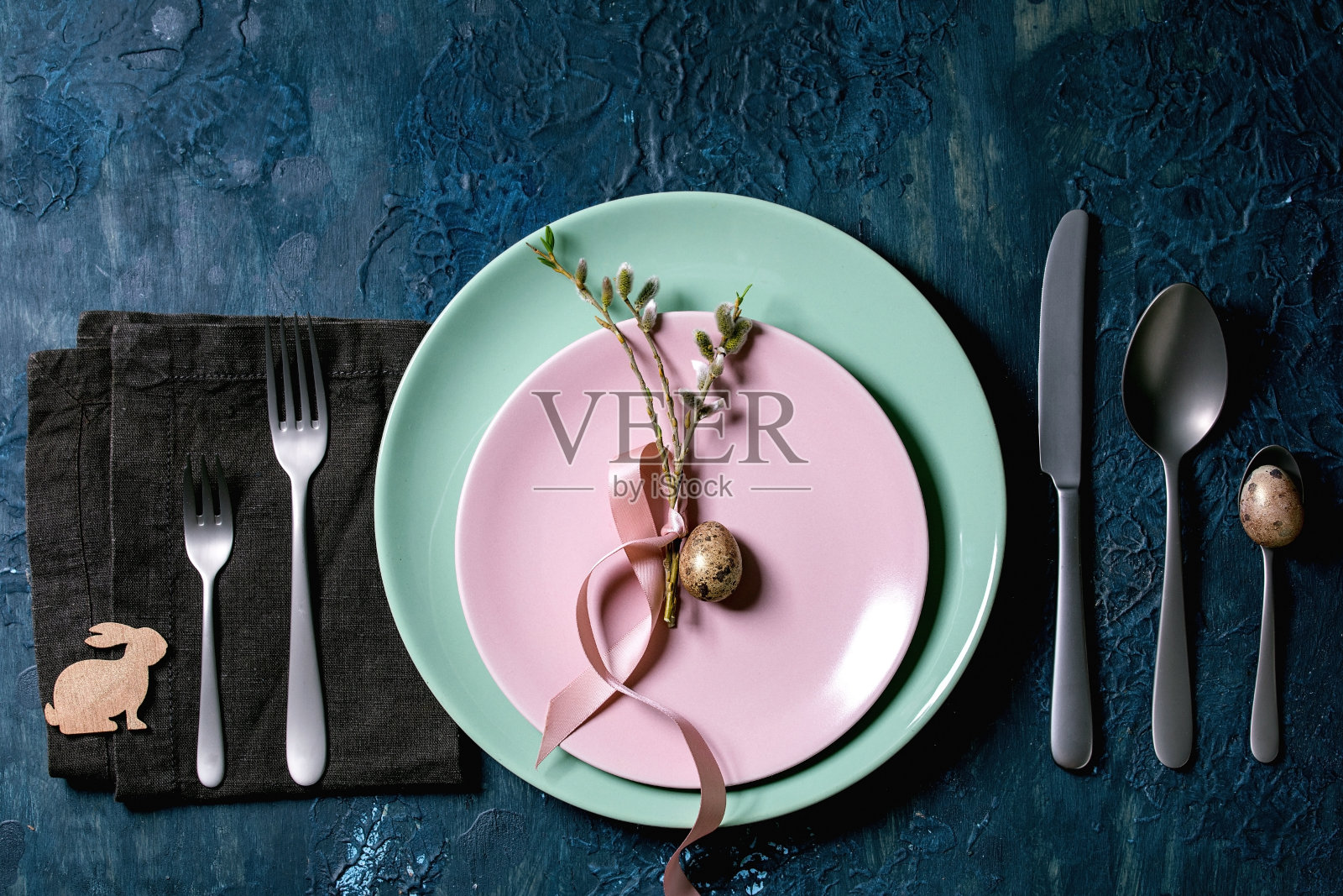 复活节表设置照片摄影图片