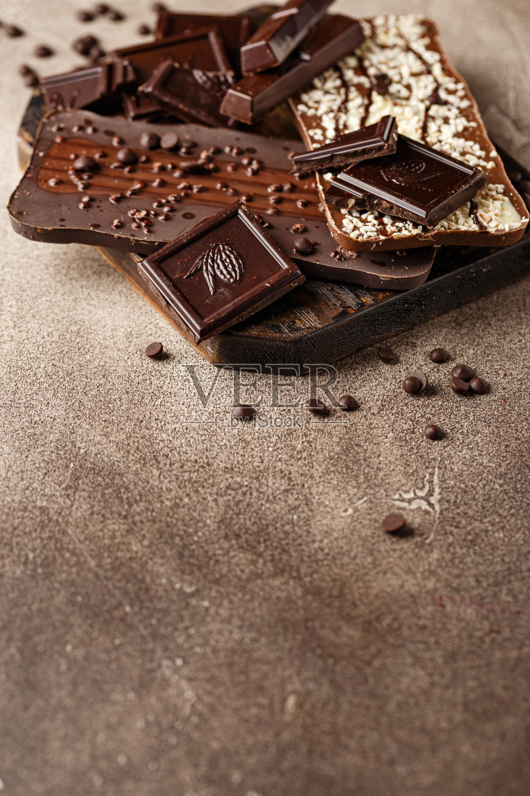 巧克力碎片的特写照片摄影图片