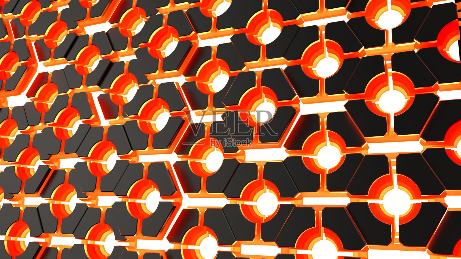 随机运动几何中的抽象六边形背景。照片摄影图片