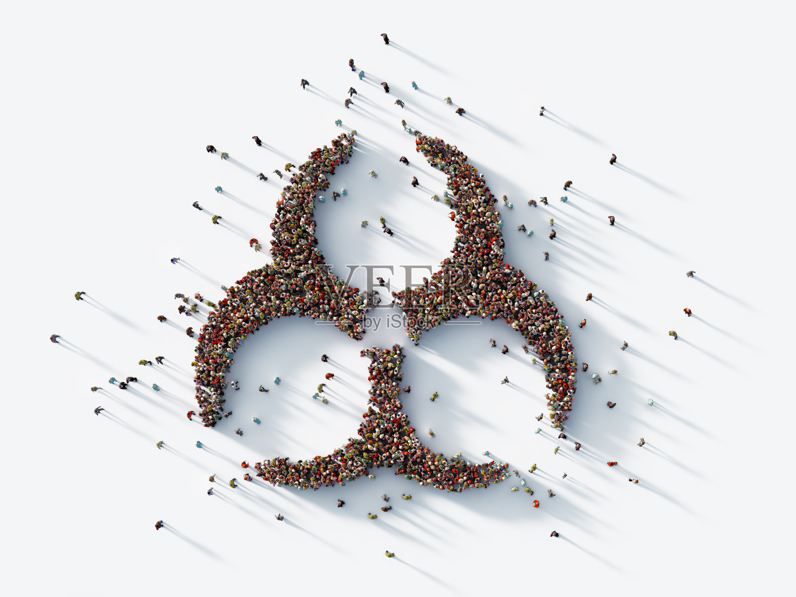 人群形成隔离标志照片摄影图片