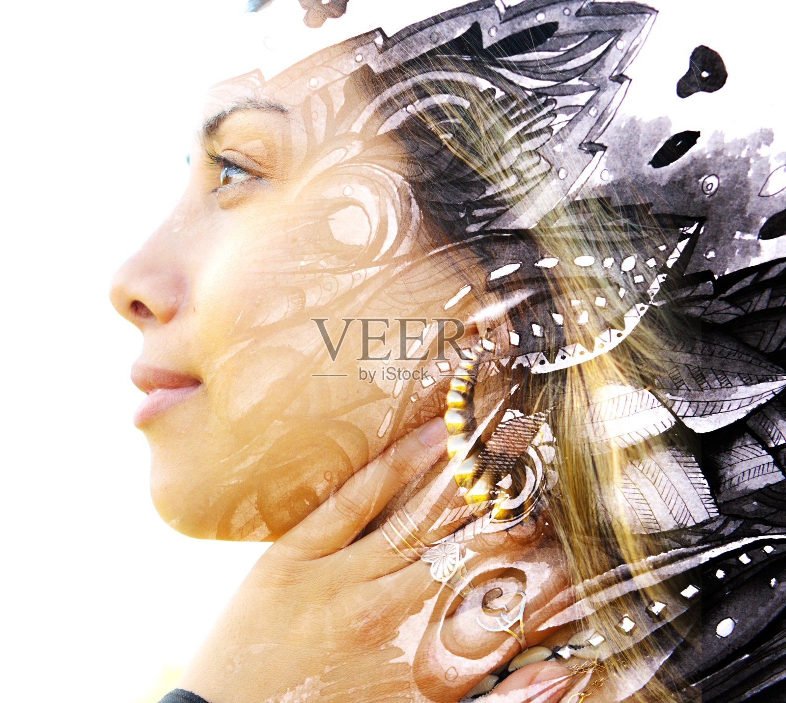 绘画摄影作品:肖像与插画的结合照片摄影图片