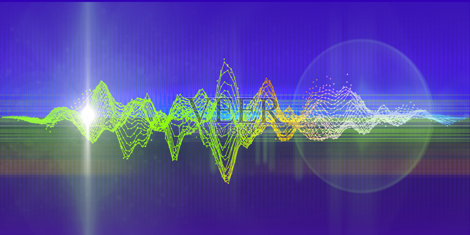 数字背景音乐。声音和音乐波的梯度模糊线均衡器。色彩渐变概念声线。照片摄影图片