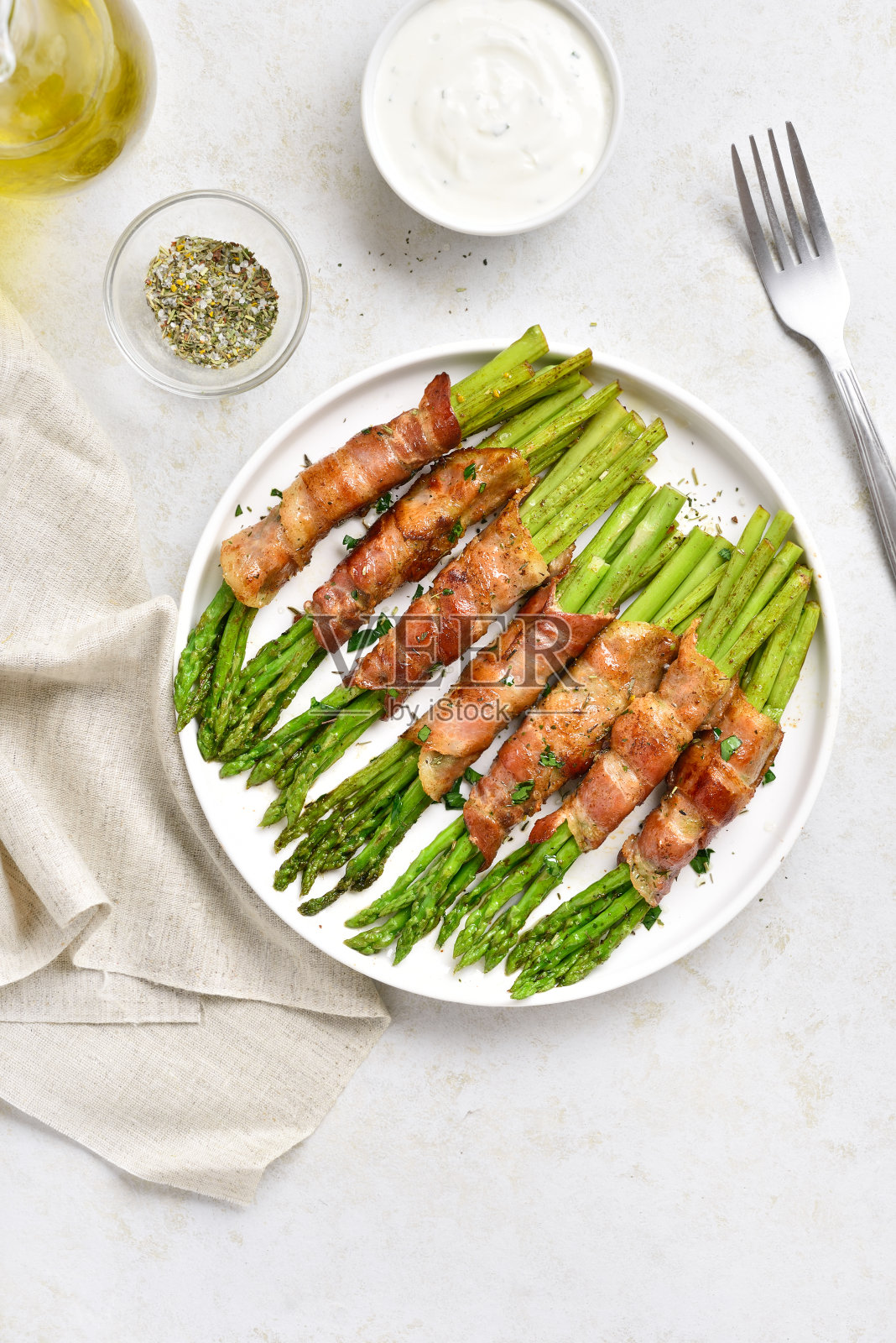 培根包装芦笋照片摄影图片