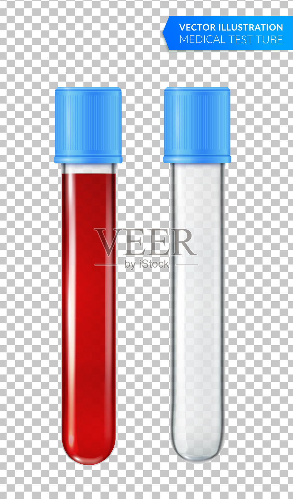 装有血样的医学试管。矢量插图上透明的背景插画图片素材