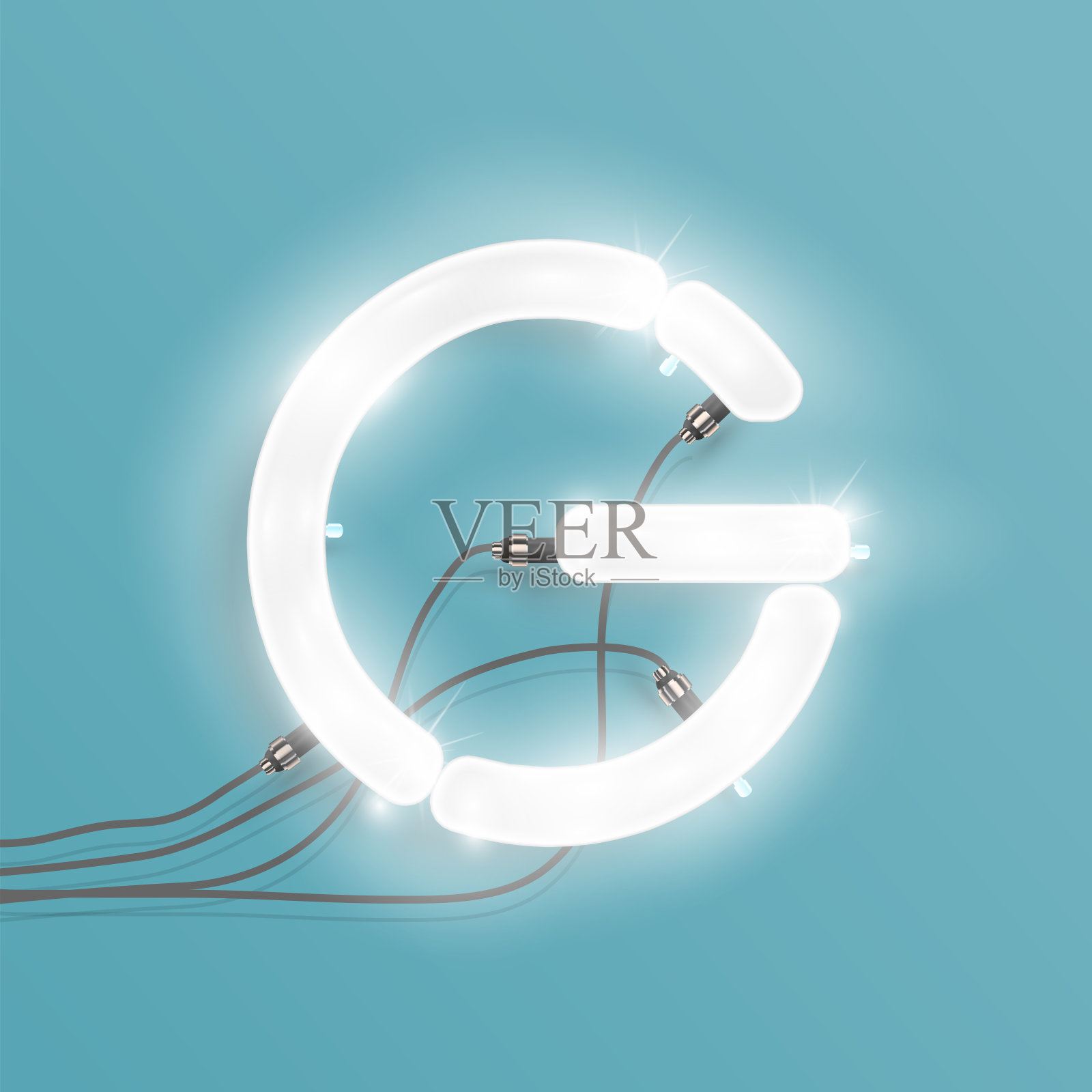 现实霓虹灯角色从一套,矢量插图设计元素图片