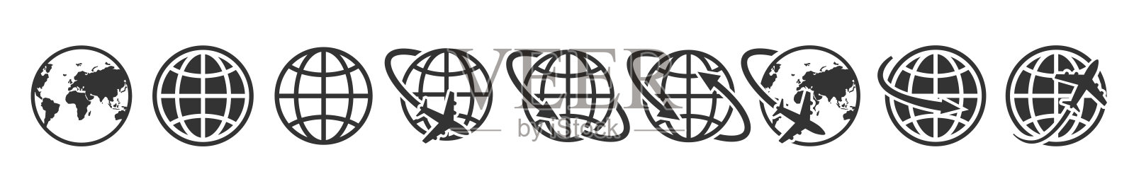 地球仪地球设置图标矢量插图图标素材