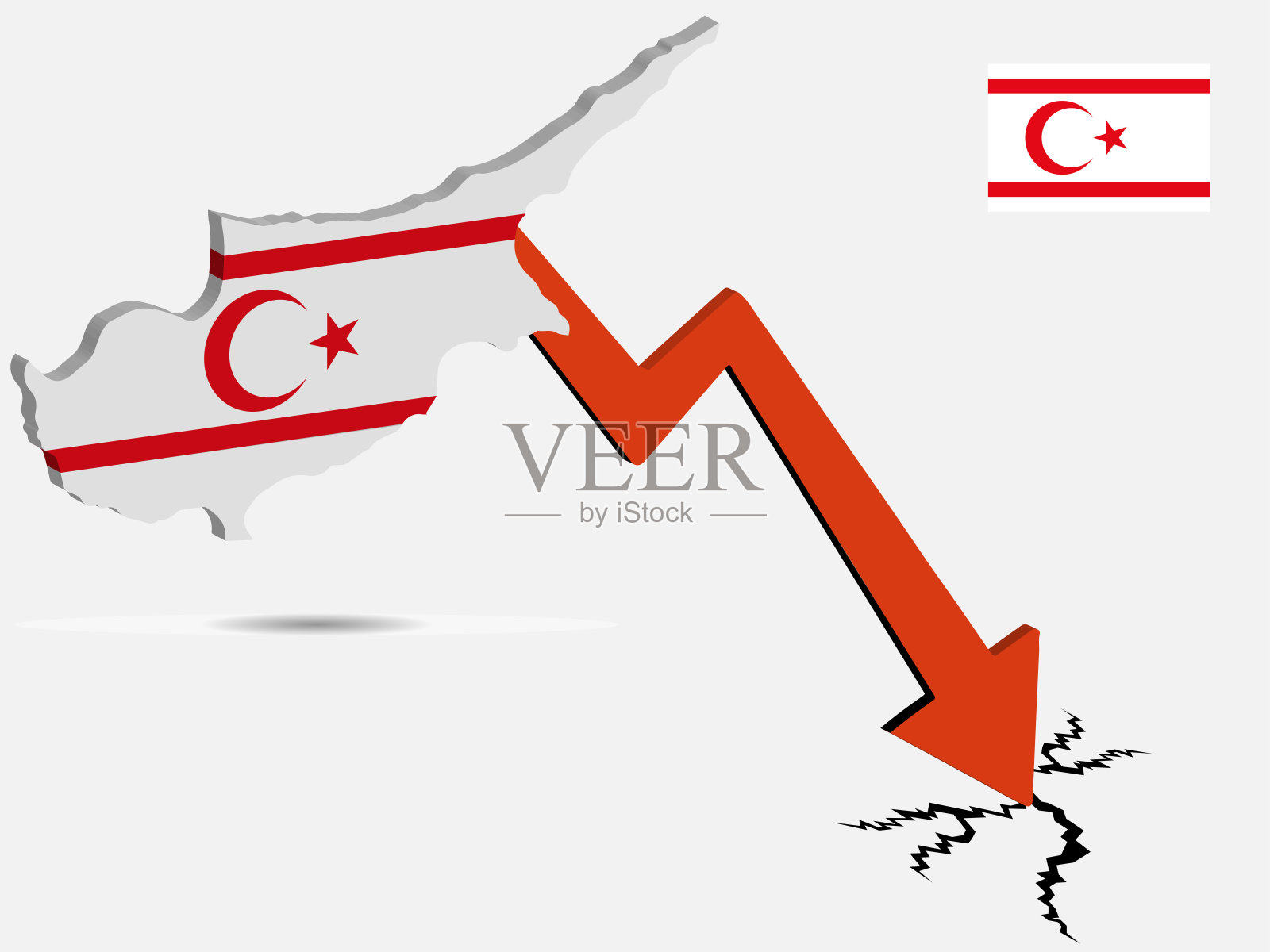 北塞浦路斯土耳其共和国经济危机矢量图Eps 10插画图片素材