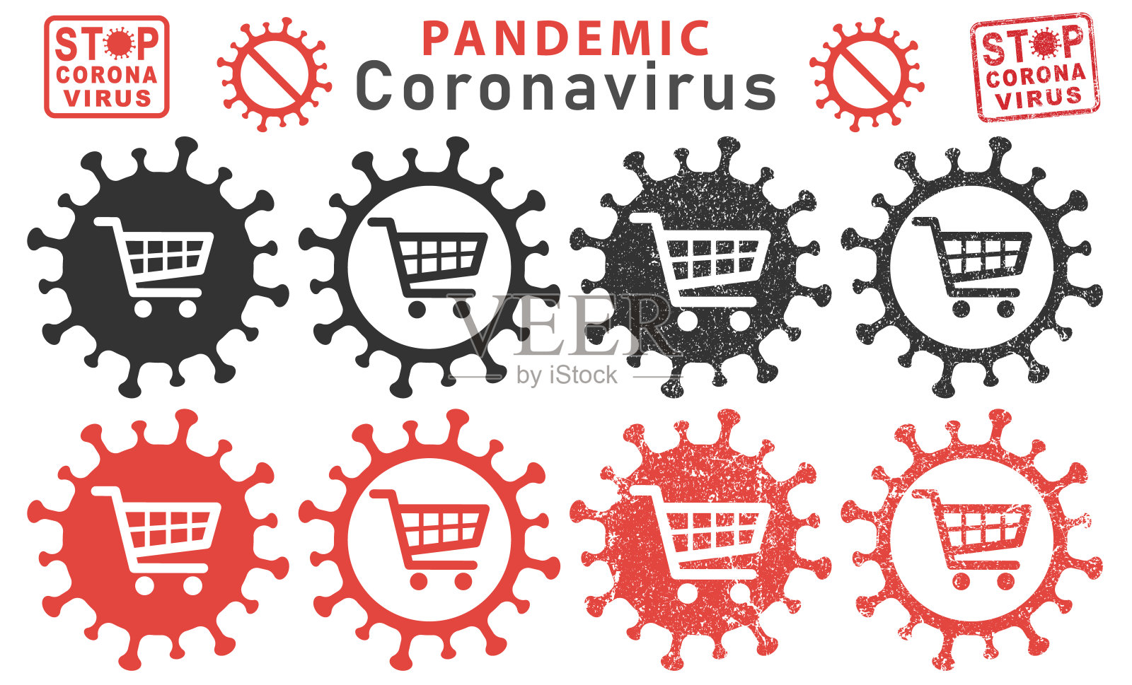 MERS冠状病毒生物危害安全禁止图标形状。生物危害风险标志标志。污染流行病毒危险标志。矢量插图形象。停止COVID19插画图片素材
