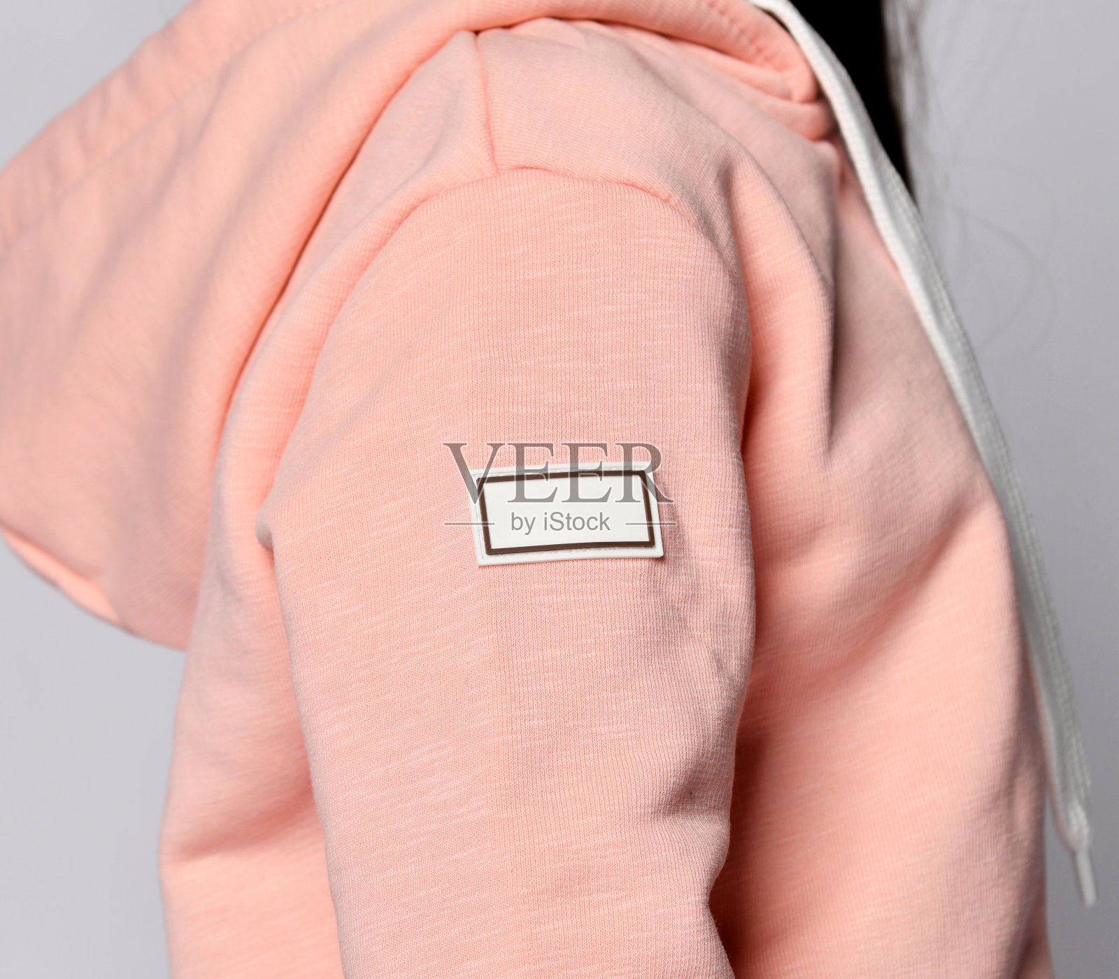 特写图像上接近细节的运动服面料纹理上灰色照片摄影图片