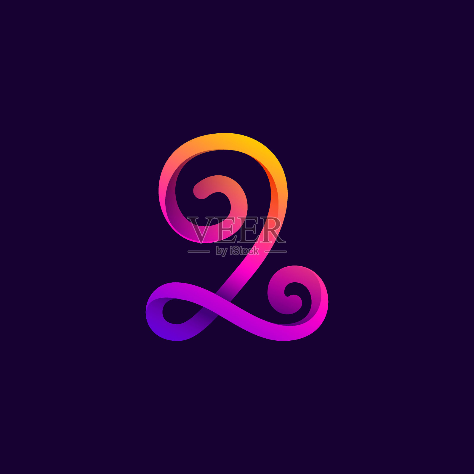 二号霓虹灯标志。插画图片素材