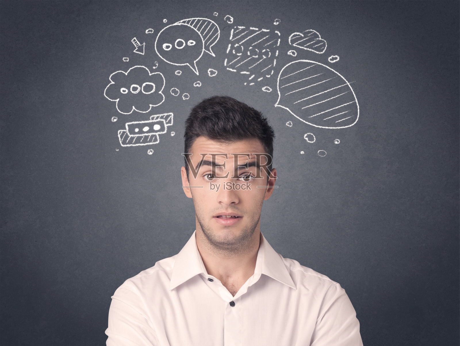 有对话气泡的商人照片摄影图片