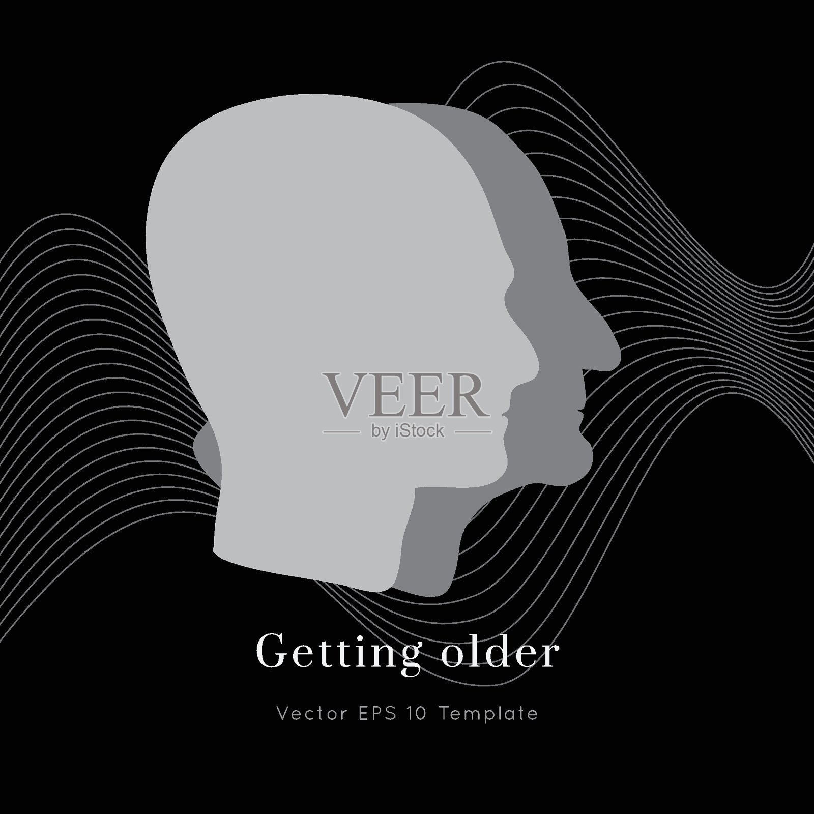 老年人轮廓向量集设计模板素材